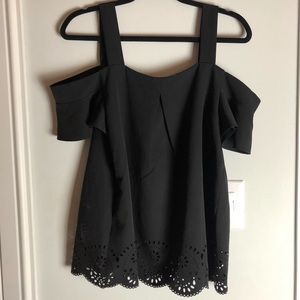 black open shoulder blouse